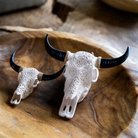 Dekoracja ścienna Bull Head biała S
