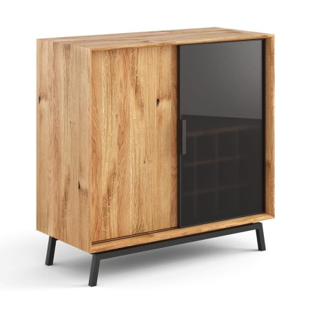 Komoda z barkiem dębowa ze szkłem Modern Loft