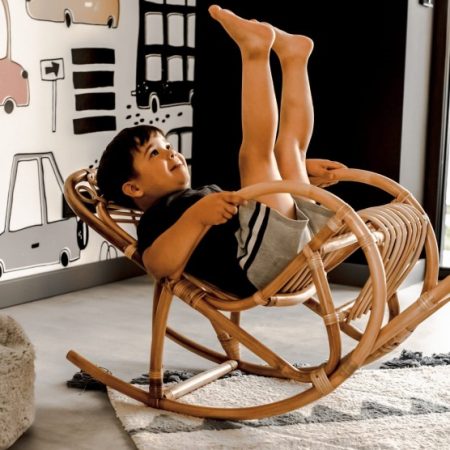 Fotel rattanowy bujany Milano kids