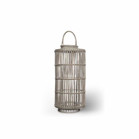 Lampion okrągły EMILION  Ø35x75 Vimine biały naturalny rattan