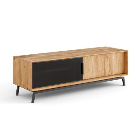 Szafka RTV dębowa ze szkłem duża Modern Loft