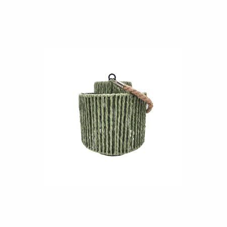 Lampion pleciony zielony boho mały