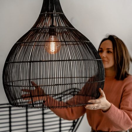Lampa rattanowa Bruno czarna