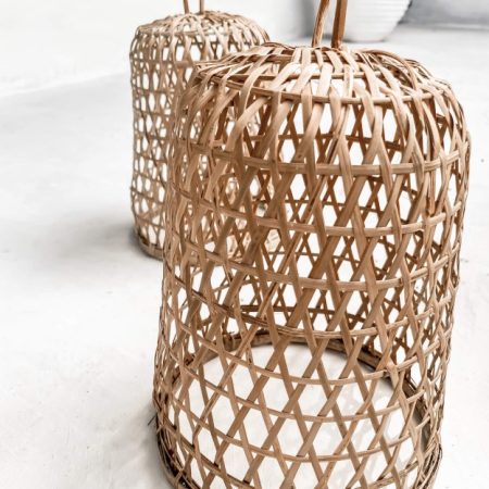 Zestaw Bento trzech lamp bambusowych podłużnych