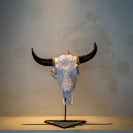 Dekoracja ścienna Bull Head biała M