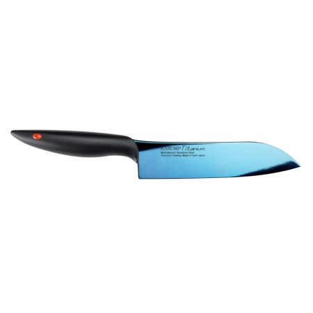 Nóż Santoku Titanium dł. 18 cm, niebieski
