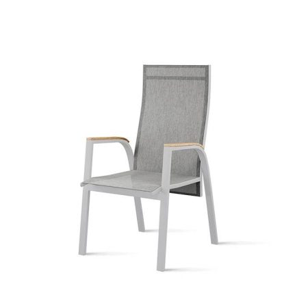 Krzesło ogrodowe ALICANTE  73x60x103 ZUMM szare aluminium teak