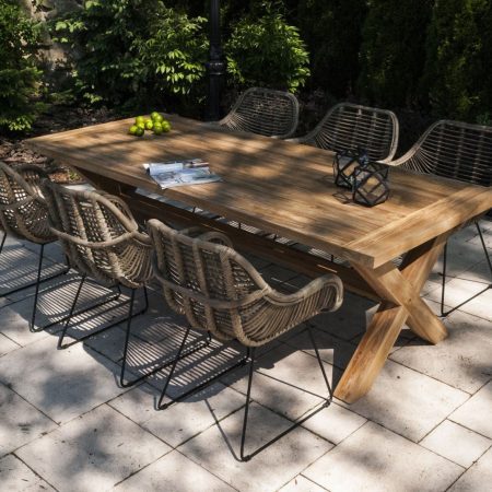 Meble tarasowe LYON VI 6 os. Vimine naturalne drewno teak - rattan
