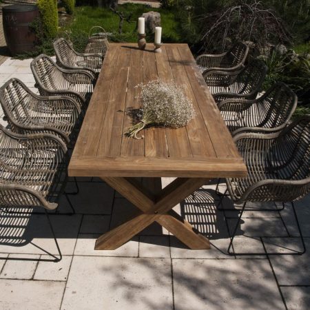 Meble tarasowe LYON X 8 os. Vimine naturalne drewno teak - rattan