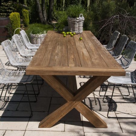 Meble ogrodowe do ogrodu zimowego LYON XI 8 os. Vimine naturalne drewno teak - rattan