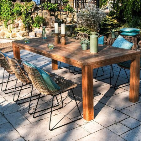Meble ogrodowe tarasowe, do ogrodu NIMES  8 os. Vimine naturalne drewno teak - rattan