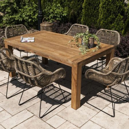Meble ogrodowe zestaw NIMES VIII 6 os. Vimine naturalne drewno teak - rattan
