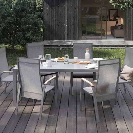 Zestaw mebli jadalnianych do ogrodu OVIEDO   ZUMM szary aluminium
