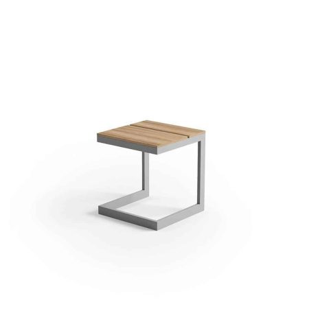 Stolik do leżaka GRENADA teak   40x40 ZUMM szary aluminium teak