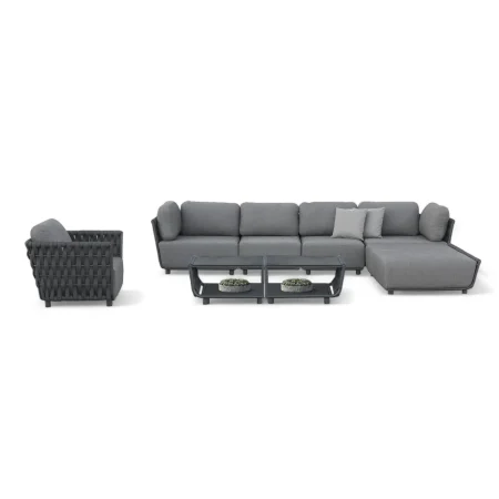 Nowoczesny zestaw mebli ogrodowych HUG I Couture Jardin antracytowy aluminium