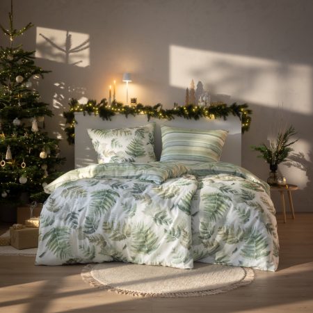 Pościel Estella 4469/530 Fern Leaves Flanela 200x220cm 3 części