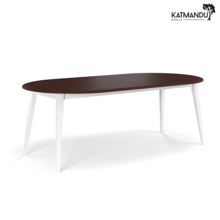 Stół okrągły rozkładany 110+2x50 cm Belluno Elegante biały+orzech