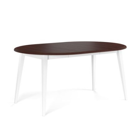 Stół okrągły rozkładany 110+50 cm Belluno Elegante biały+orzech